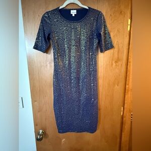 LuLaRoe Blue and Gold Long Sleeve Dress